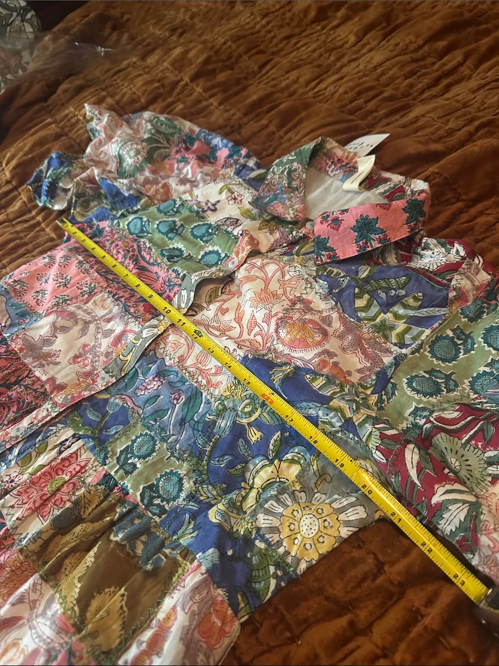 Uncle Frank Multicolor Floral Patchwork Dress — Pink, Green, Blue - Picture 6 of 8